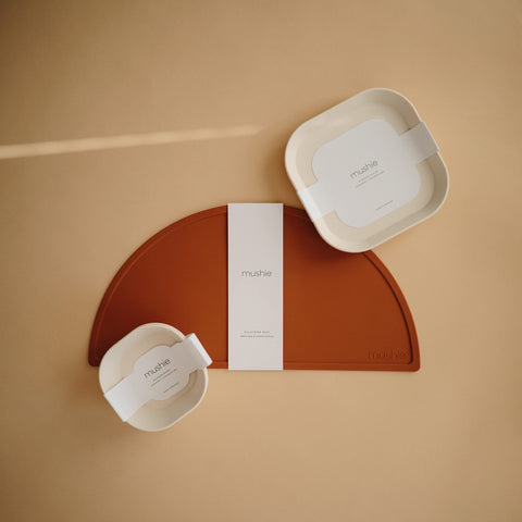 Mushie square dinnerware ivory bowls measure 5x5 inches for compact portions
