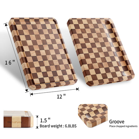 Musifan Acacia cutting board shows natural wood texture and durable surface.
