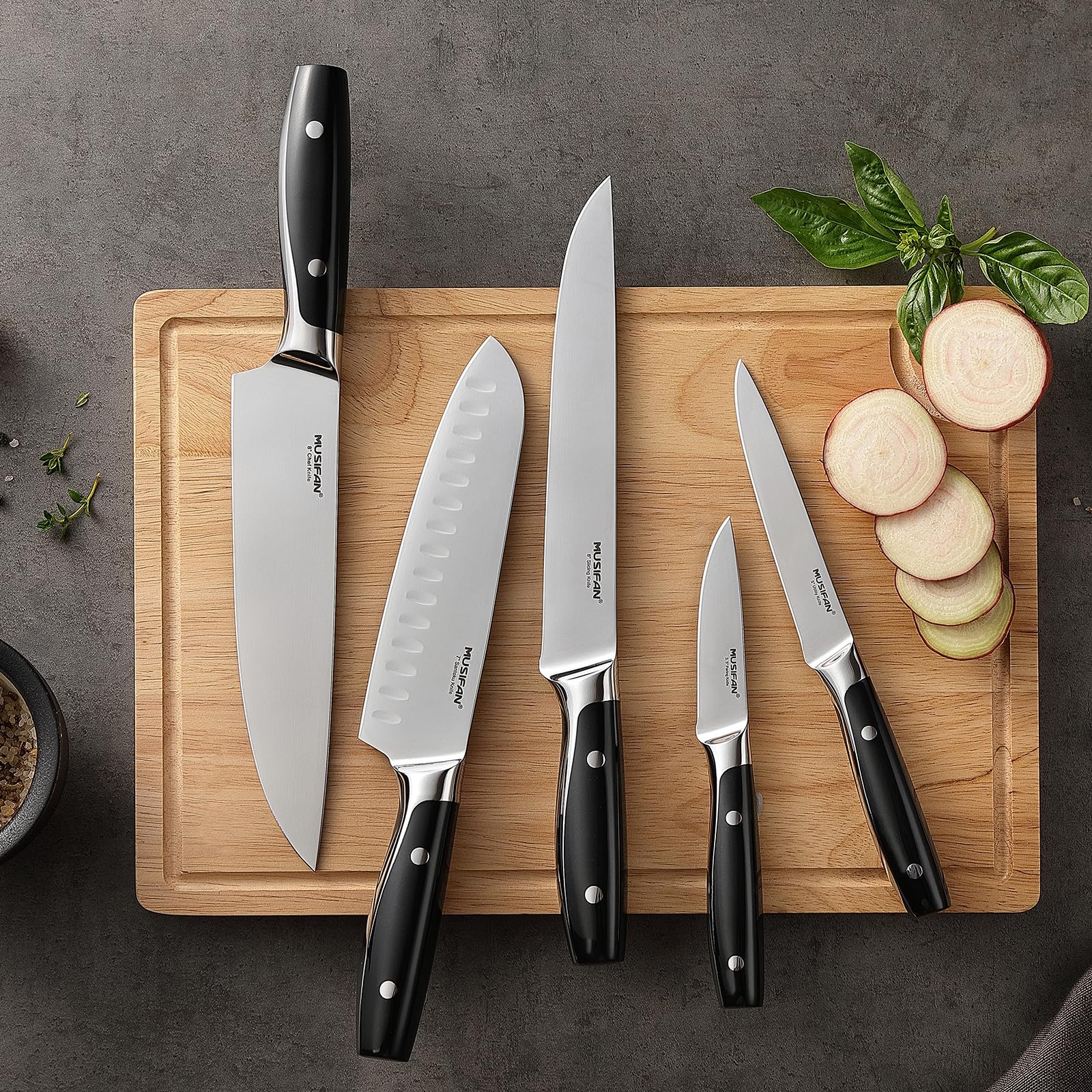 Musifan holiday gift for cooks with versatile kitchen knives.