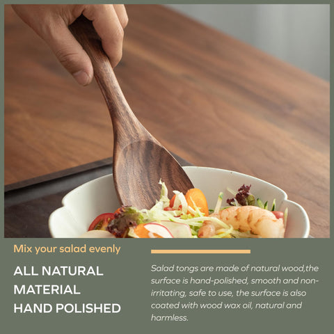 Muso Wood Acacia salad servers with wax-oil finish for safe handling