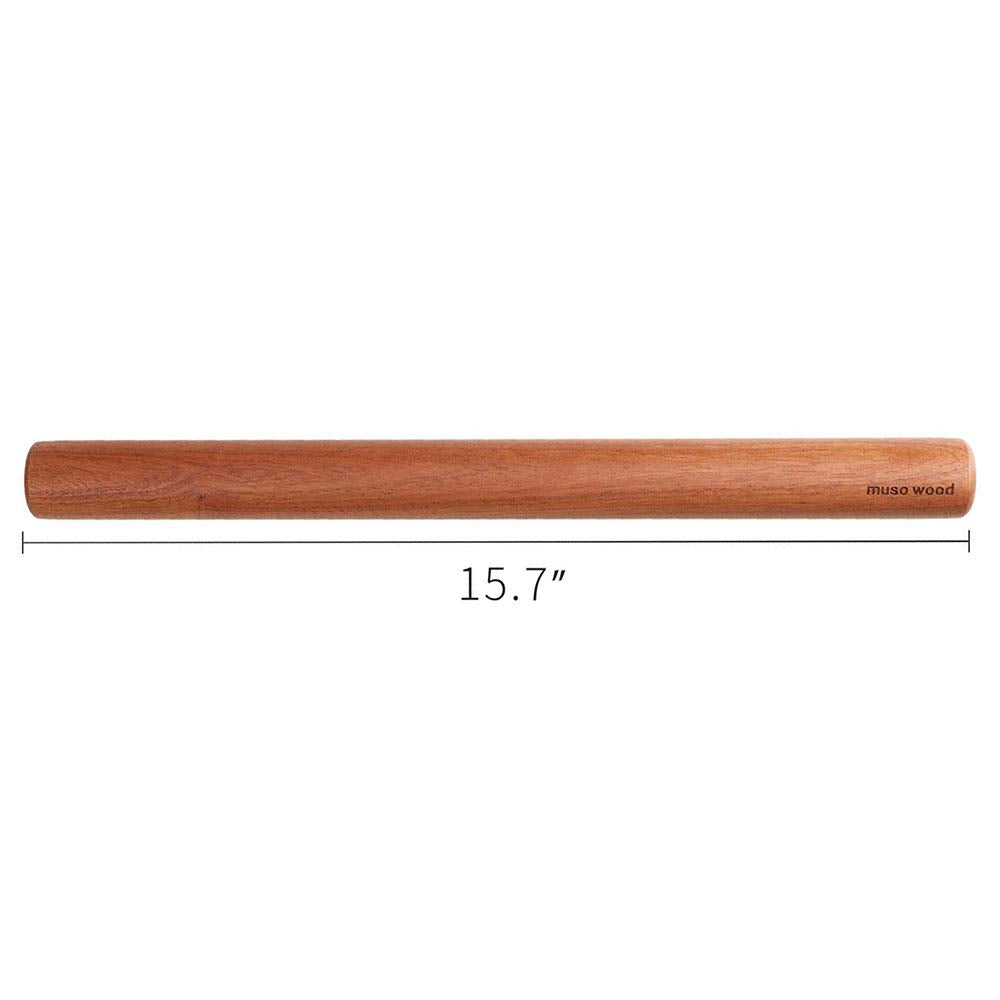 Muso Wood Sapele dowel rolling pin, handy grip for precise dough control.