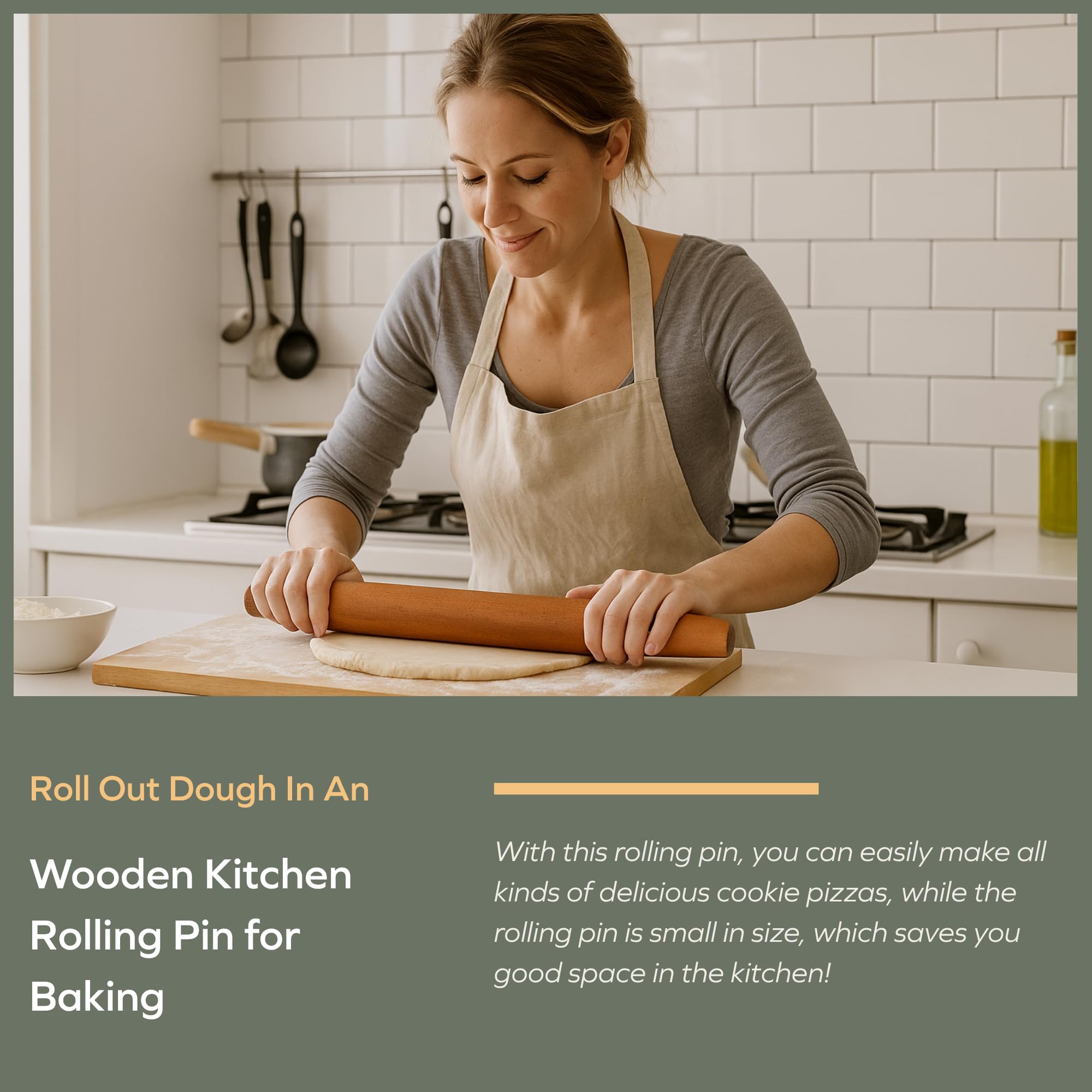 Muso Wood Sapele rolling pin showcases natural wood grain for a stylish kitchen tool.