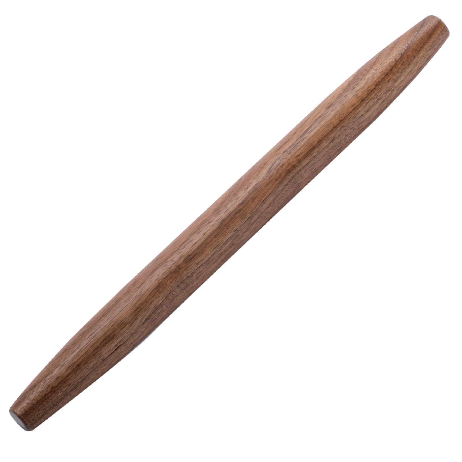 Muso Wood walnut French rolling pin in full view for smooth dough rolling