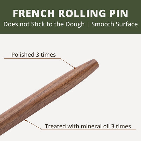 Muso Wood walnut rolling pin in action, dough rolling smoothly