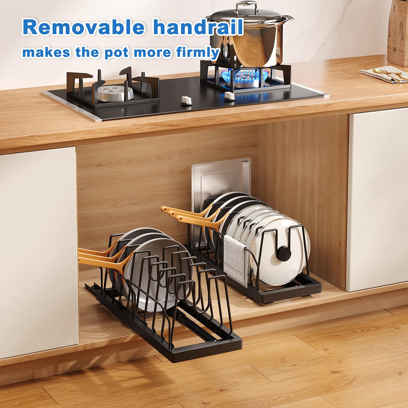 Mustorn ten adjustable dividers tailor slots for pots, pans, and lids