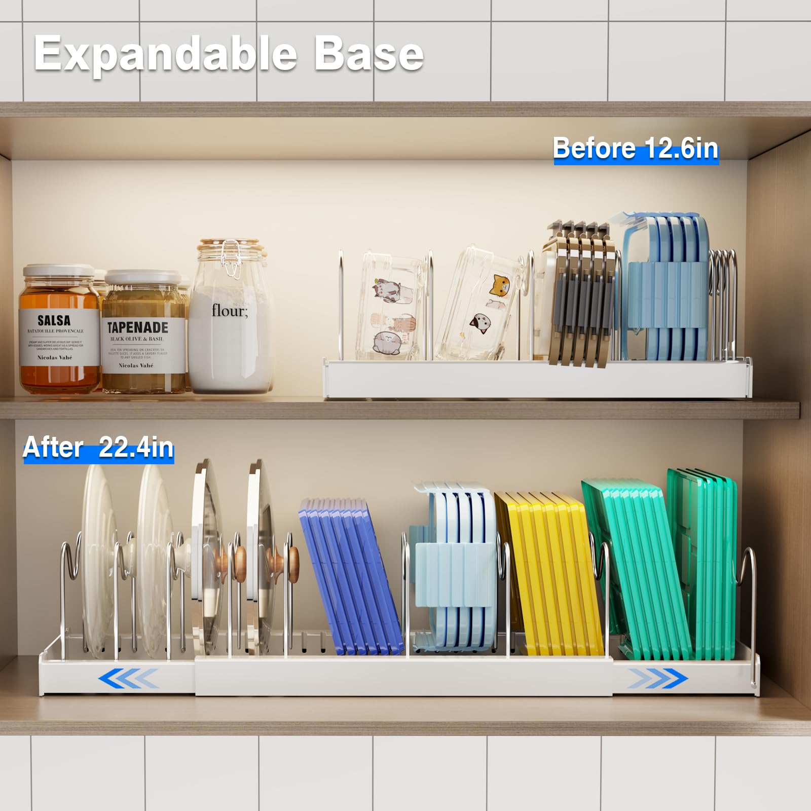 ABS base of Mustorn lid organizer protects cookware surfaces
