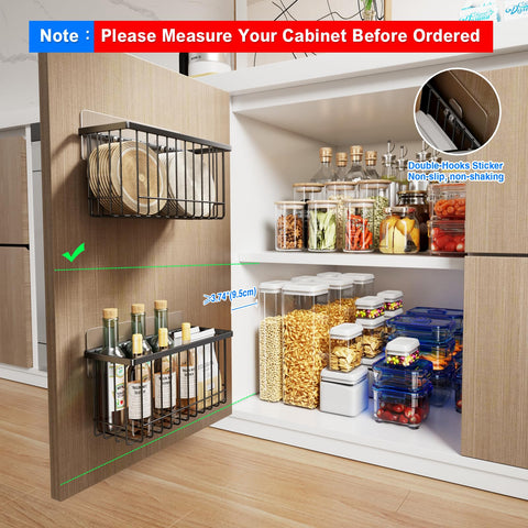 Mustorn adhesive mount option shows quick no-drill installation for cabinets.