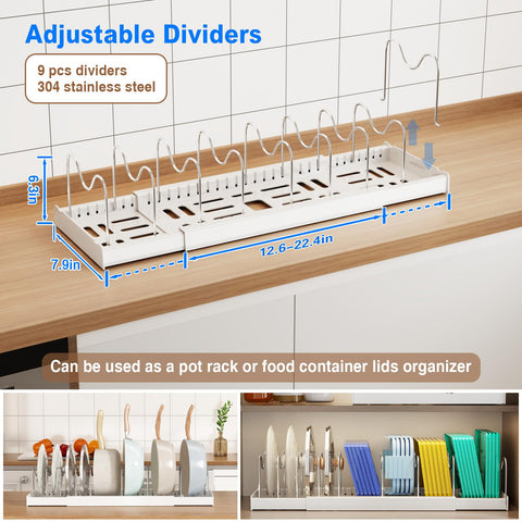 Expandable 22 inch lid rack by Mustorn for flexible kitchen storage