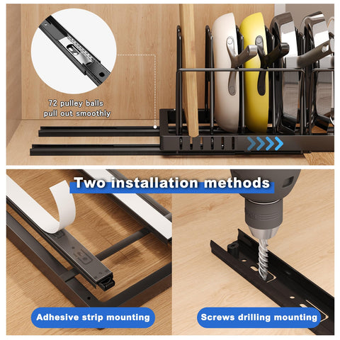 Mustorn adjustable guardrails support pots, mounted left or right