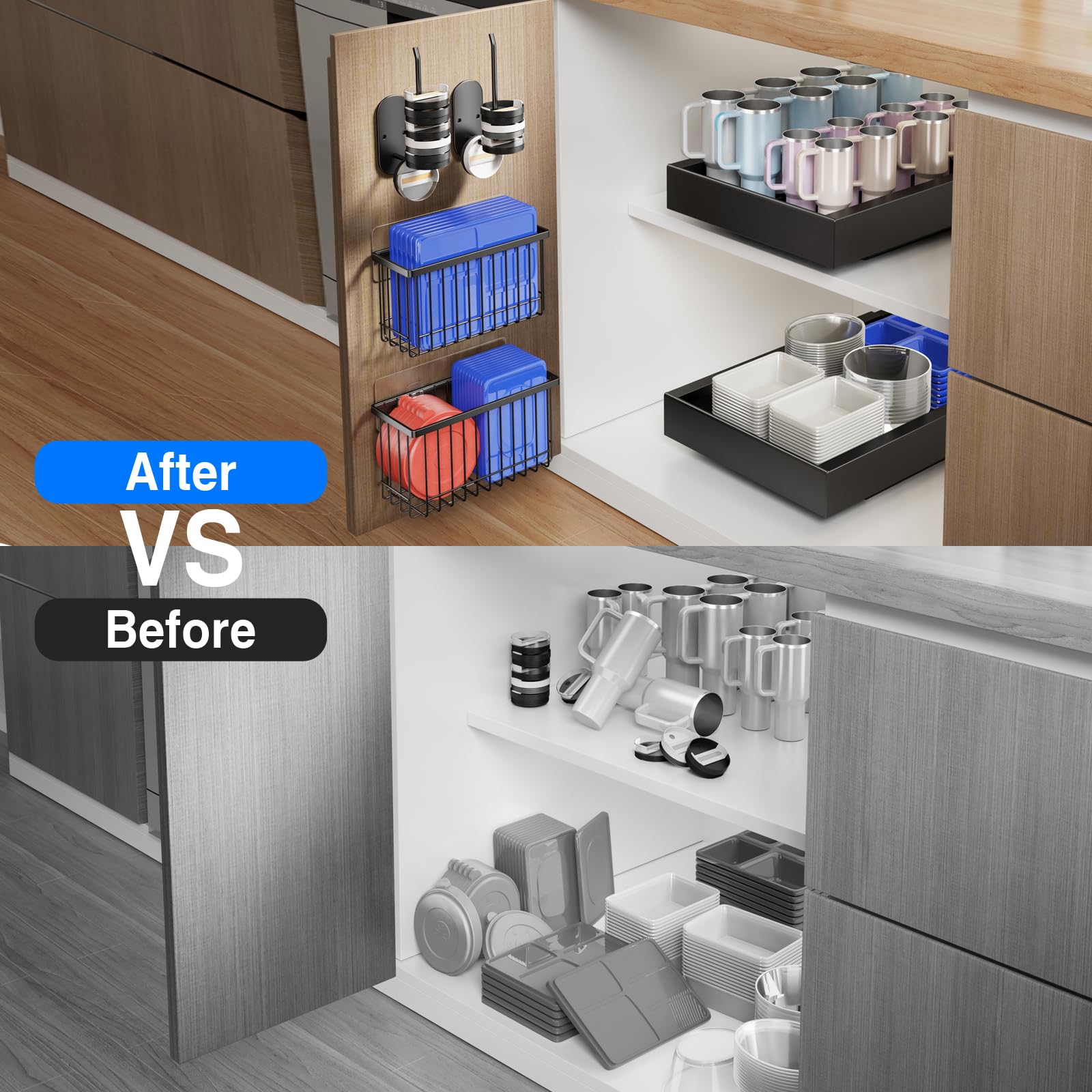Mustorn kitchen and bathroom use for lids, containers, or toiletries.
