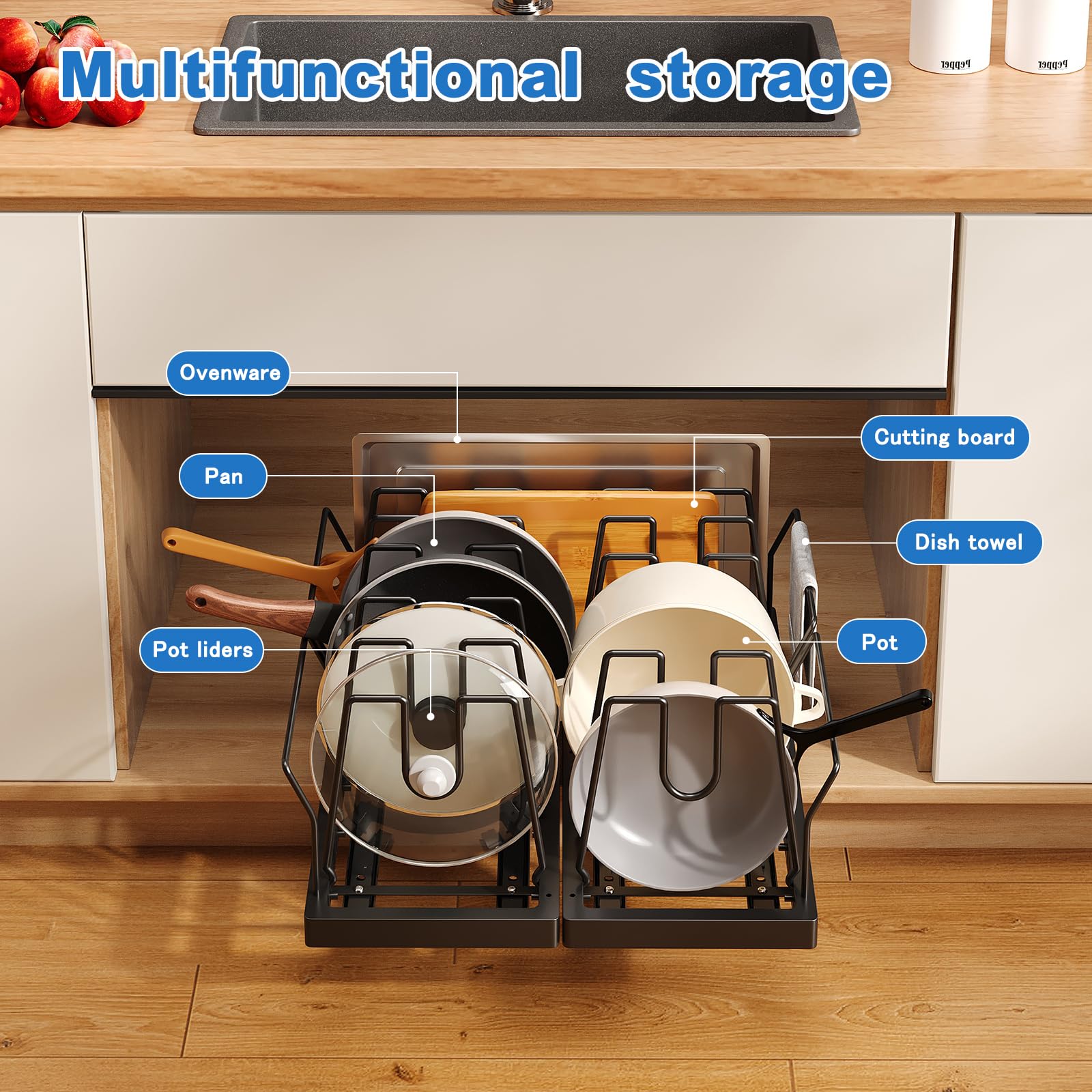 Mustorn pull-out lid holder with silent rail for smooth, quiet operation