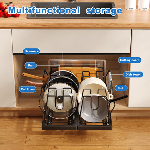 Mustorn pull-out lid organizer with smooth, quiet operation