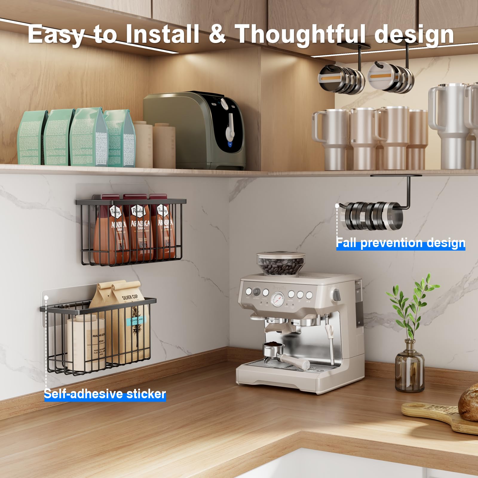 Mustorn two baskets and two lid holders maximize compact lid storage.