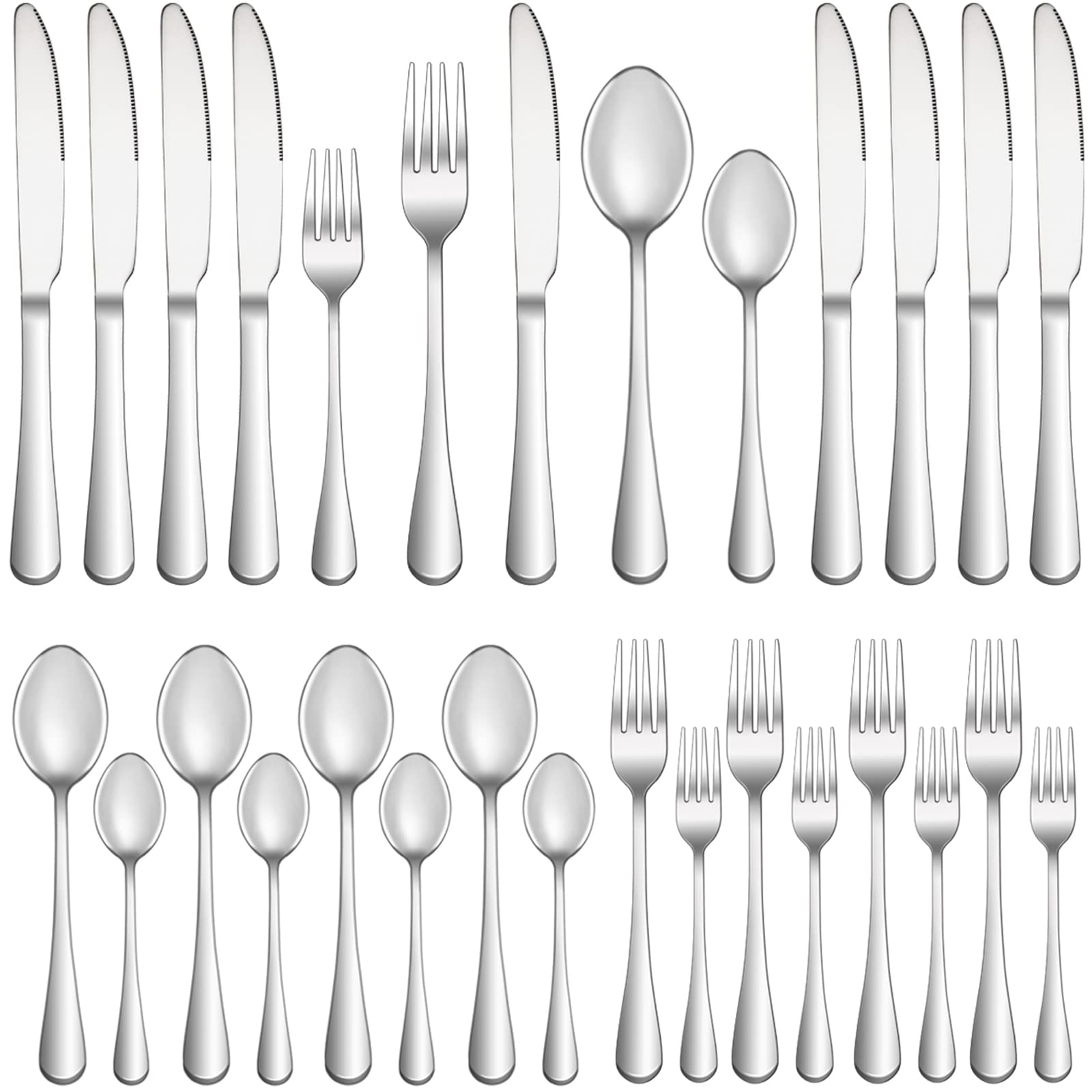 MUTNITT 20-piece silverware set for 4 with complete dining service and mirror finish.