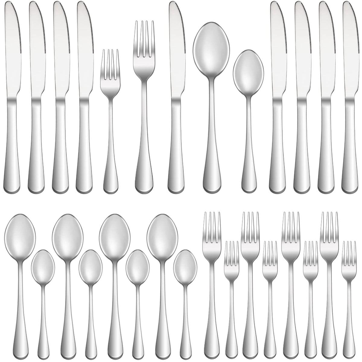 MUTNITT 20-piece silverware set for 4 with complete dining service and mirror finish.