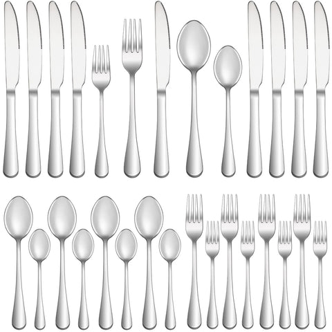 MUTNITT 20-piece silverware set for 4 with complete dining service and mirror finish.