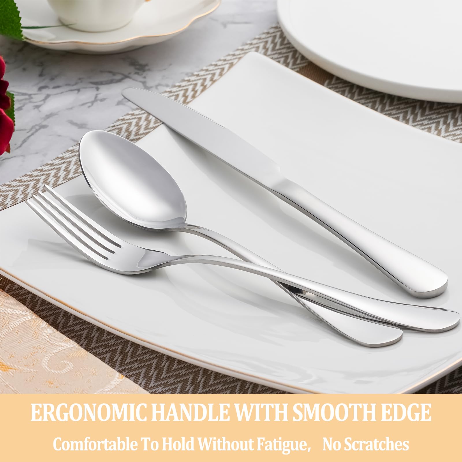 MUTNITT 60-piece silverware set dessert spoons for easy tasting