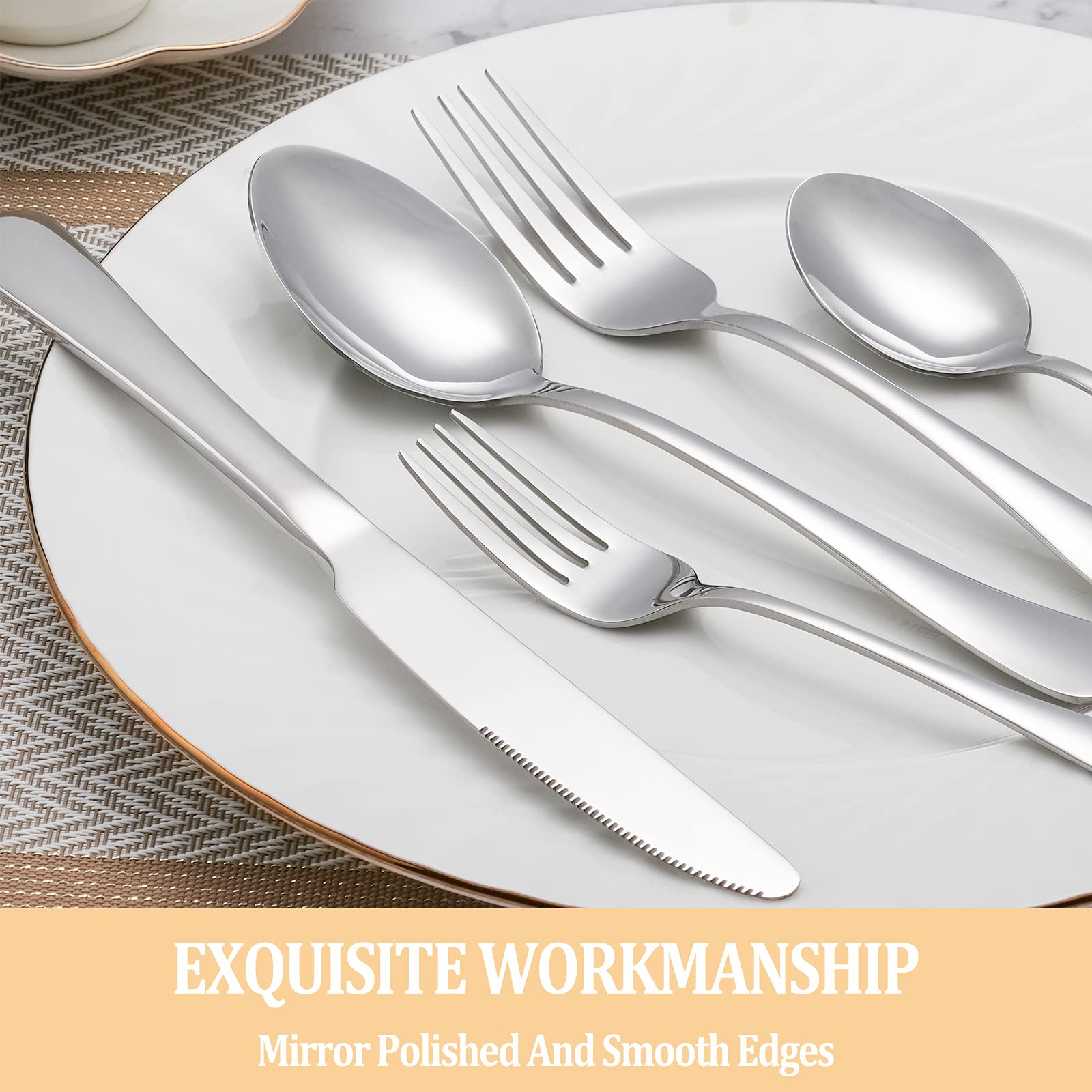 MUTNITT 60-piece silverware set salad forks with smooth edges