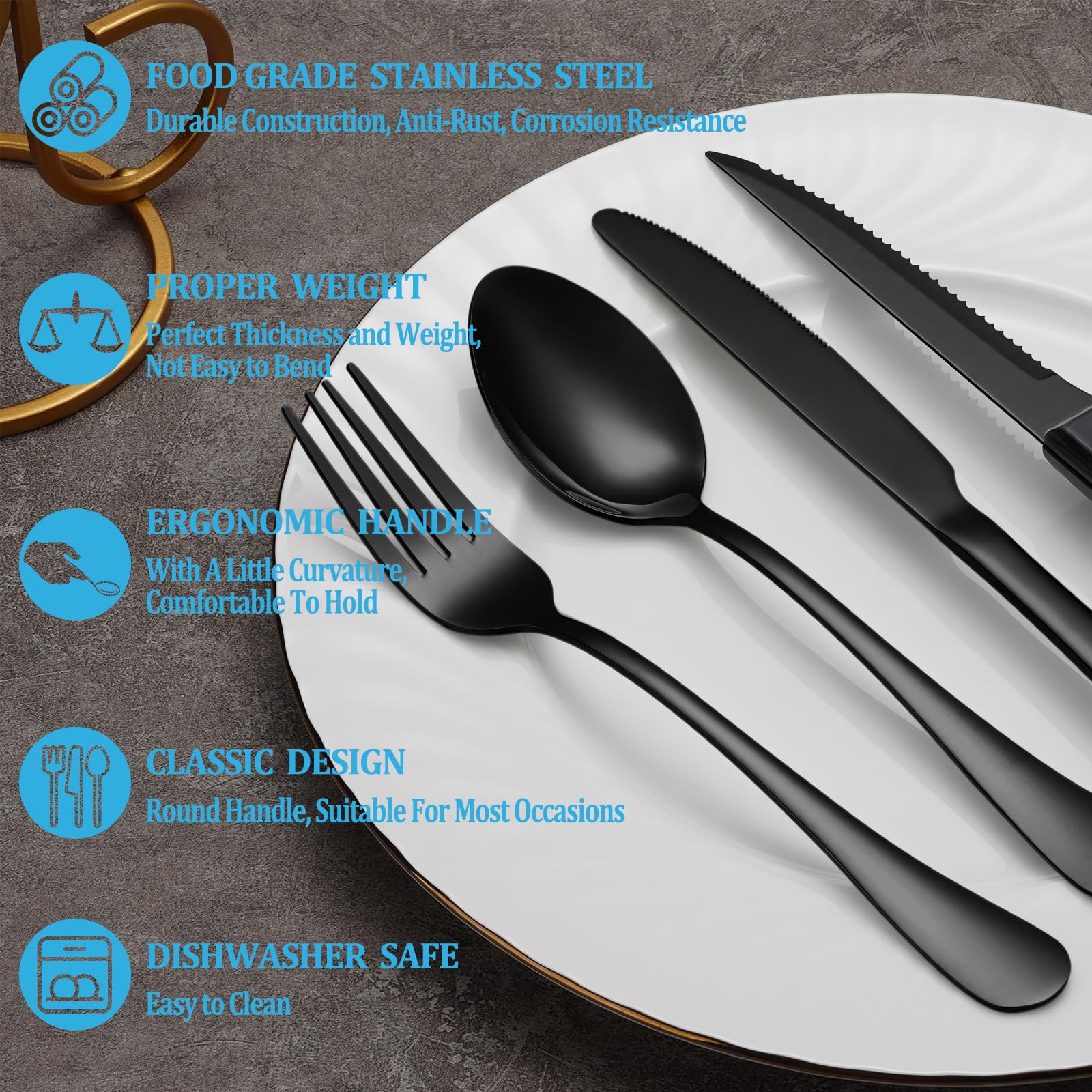 MUTNITT black forks and spoons combo for everyday meals and gatherings