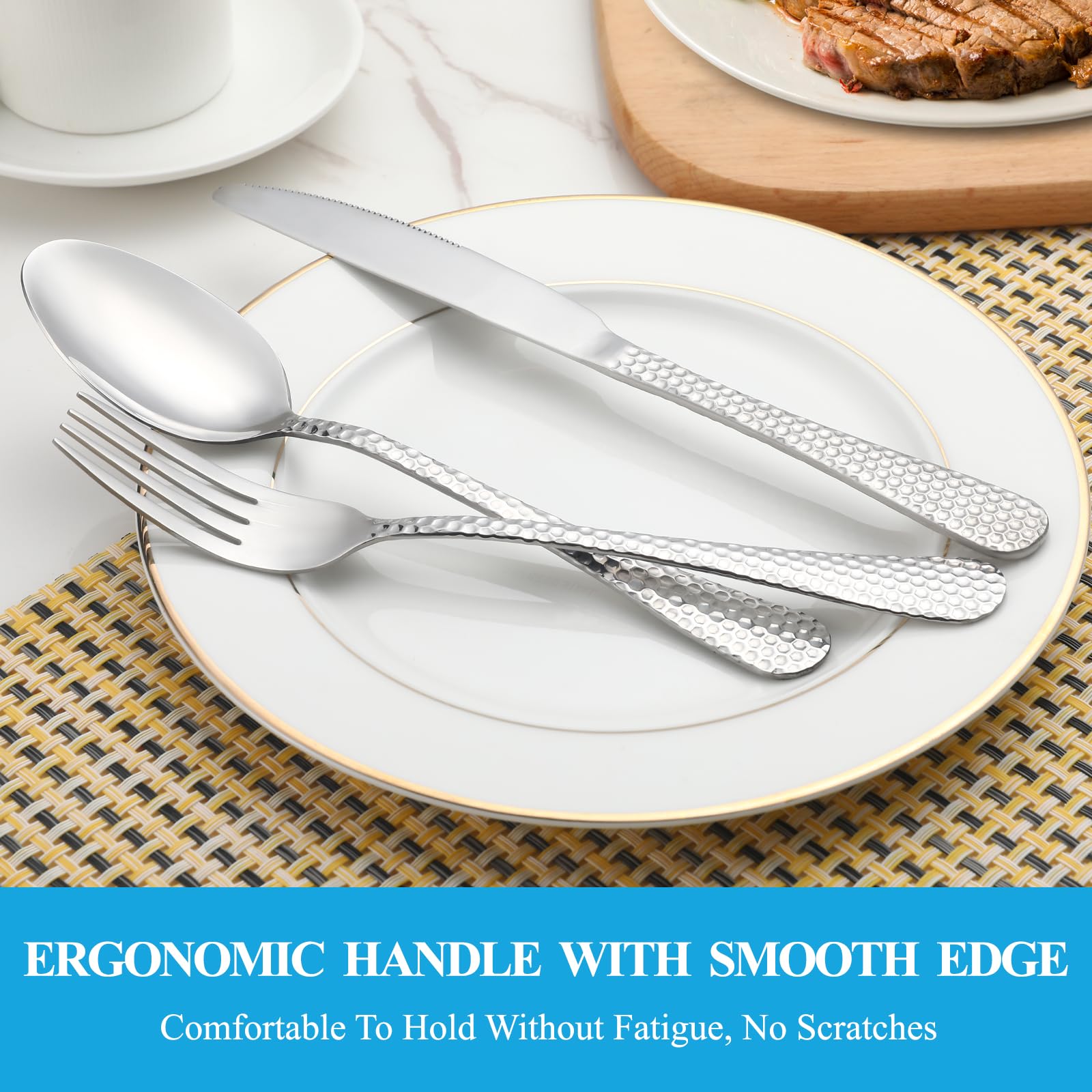 MUTNITT dessert spoons provide comfortable grip and dishwasher-friendly convenience.