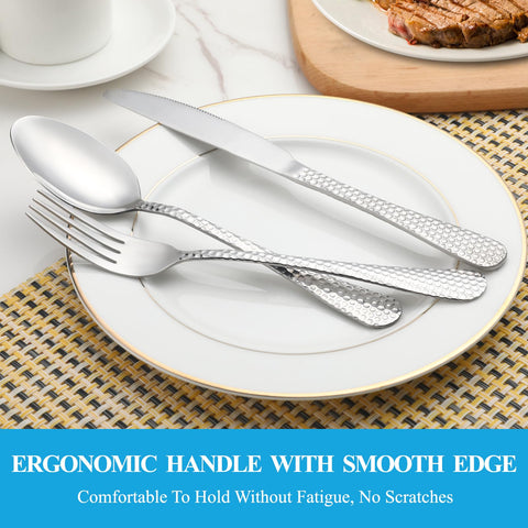 MUTNITT dessert spoons provide comfortable grip and dishwasher-friendly convenience.