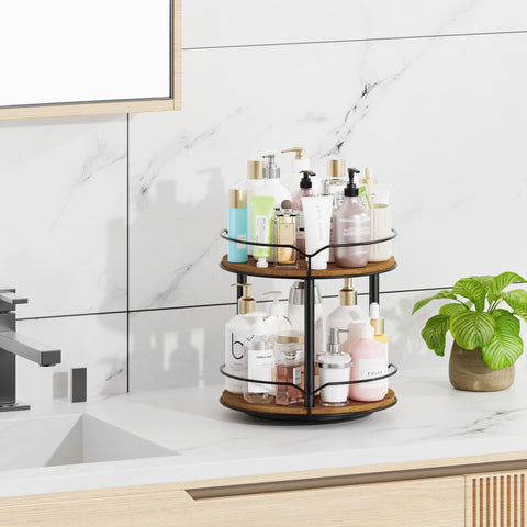 MUTUALUS vanity storage turntable adds elegant organization to bathroom