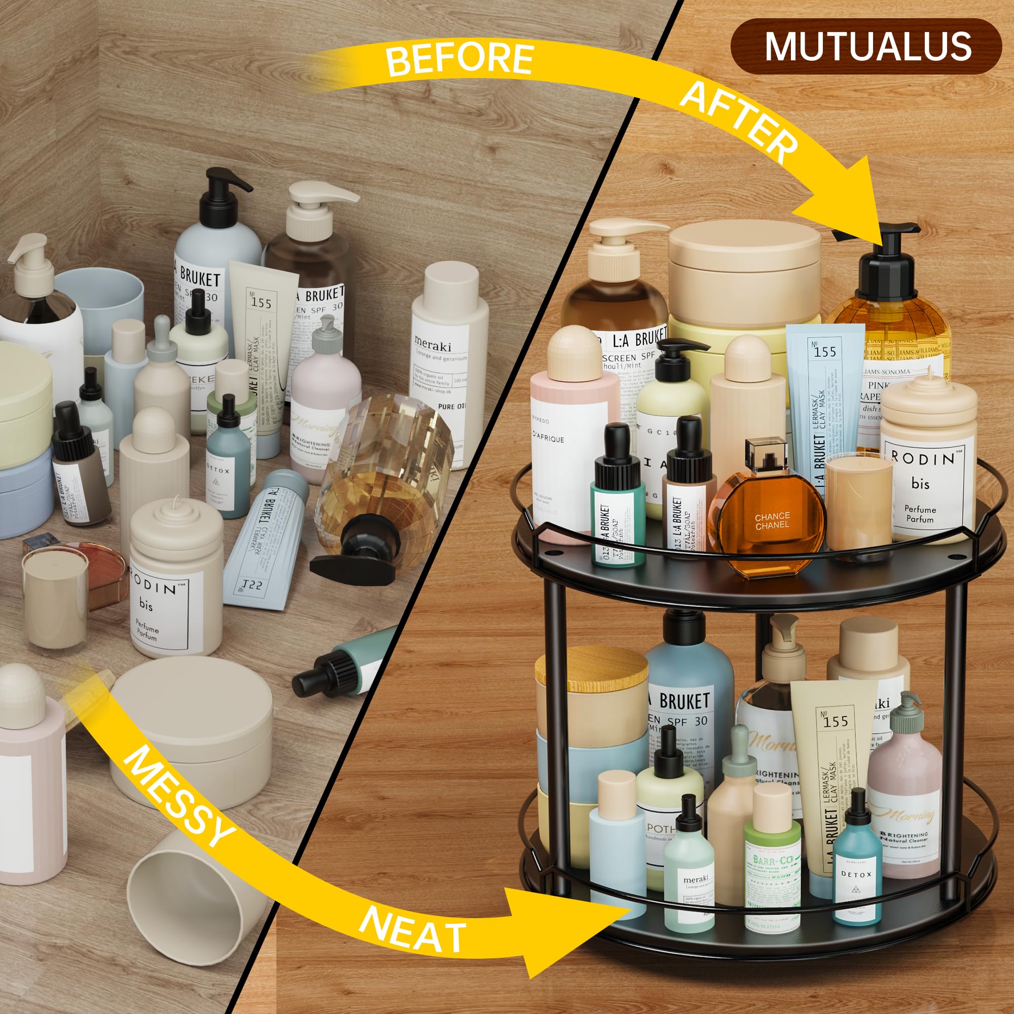 MUTUALUS countertop vanity organizer for cosmetics and toiletries.