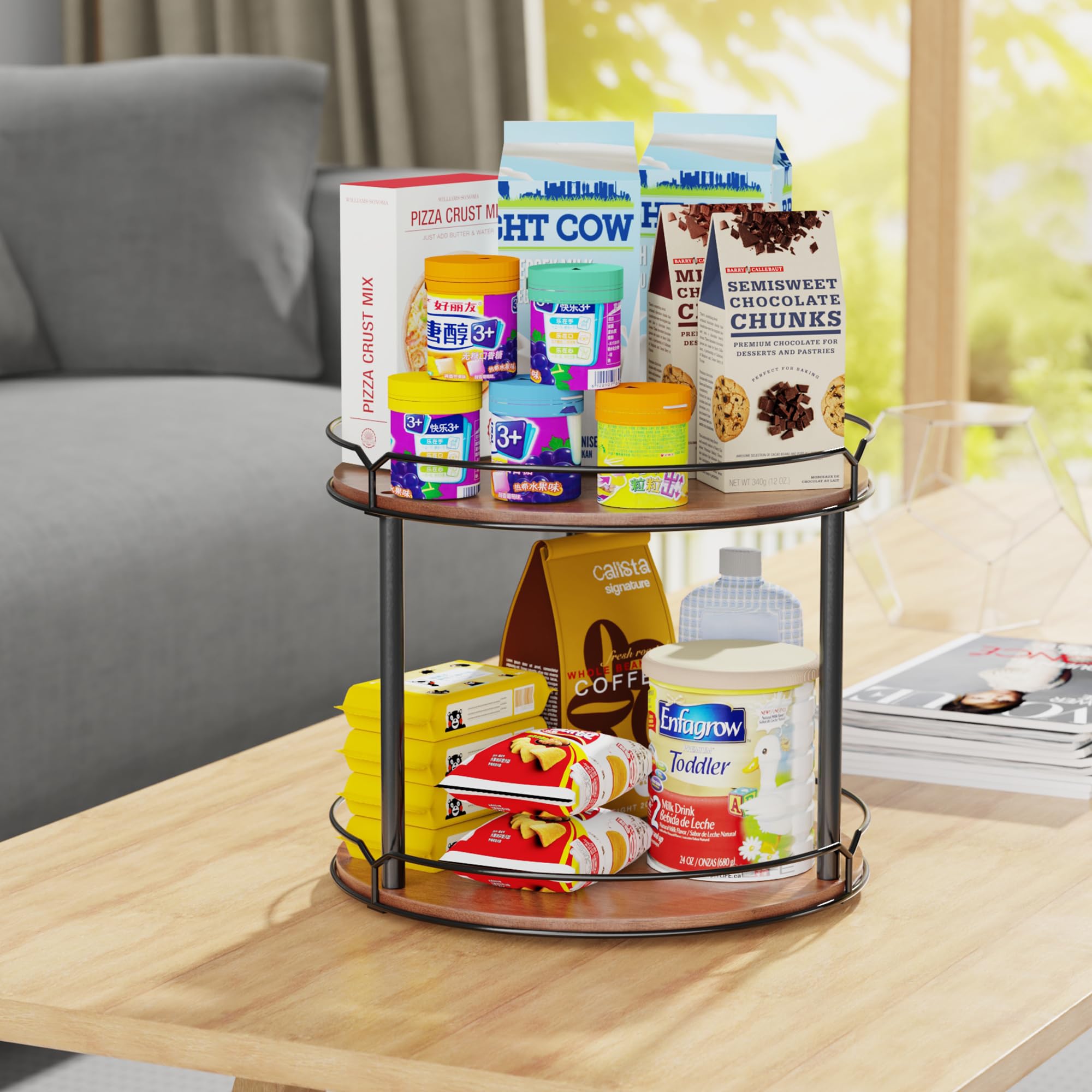 MUTUALUS inside-cabinet-storage-lazy-susan helps declutter cabinets.
