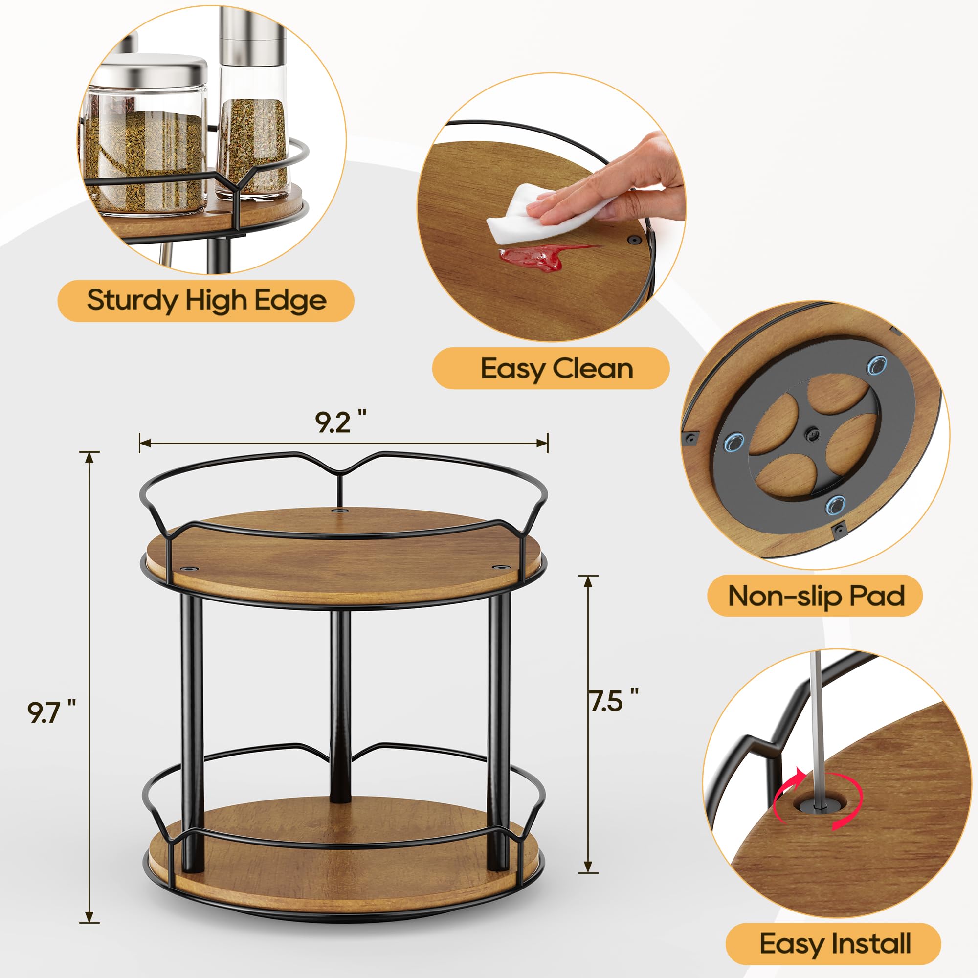 MUTUALUS kitchen lazy susan displays spices and jars for quick reach