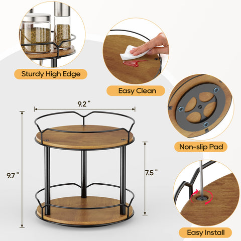 MUTUALUS kitchen lazy susan displays spices and jars for quick reach