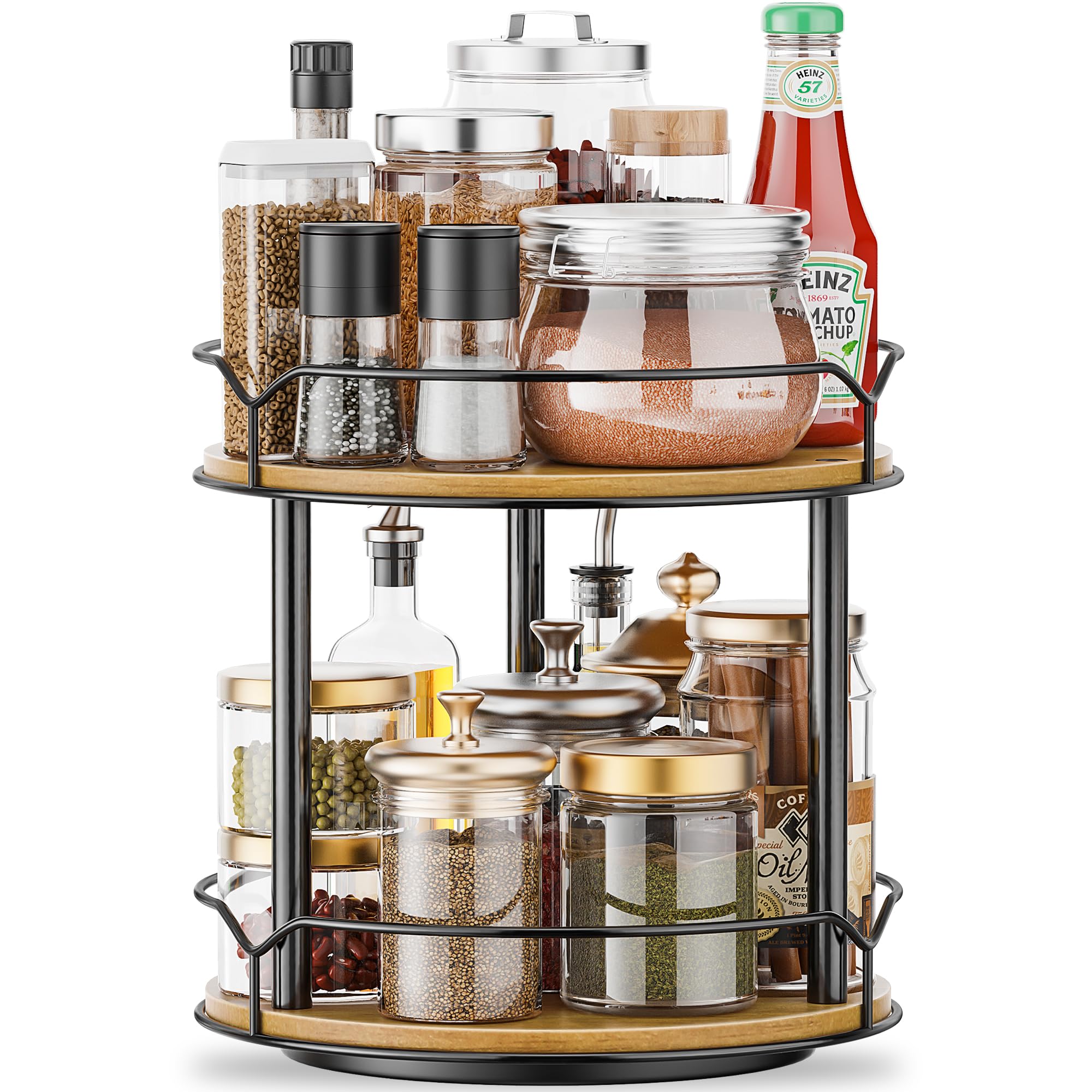 MUTUALUS Lazy Susan 2-Tier top view for easy spice access