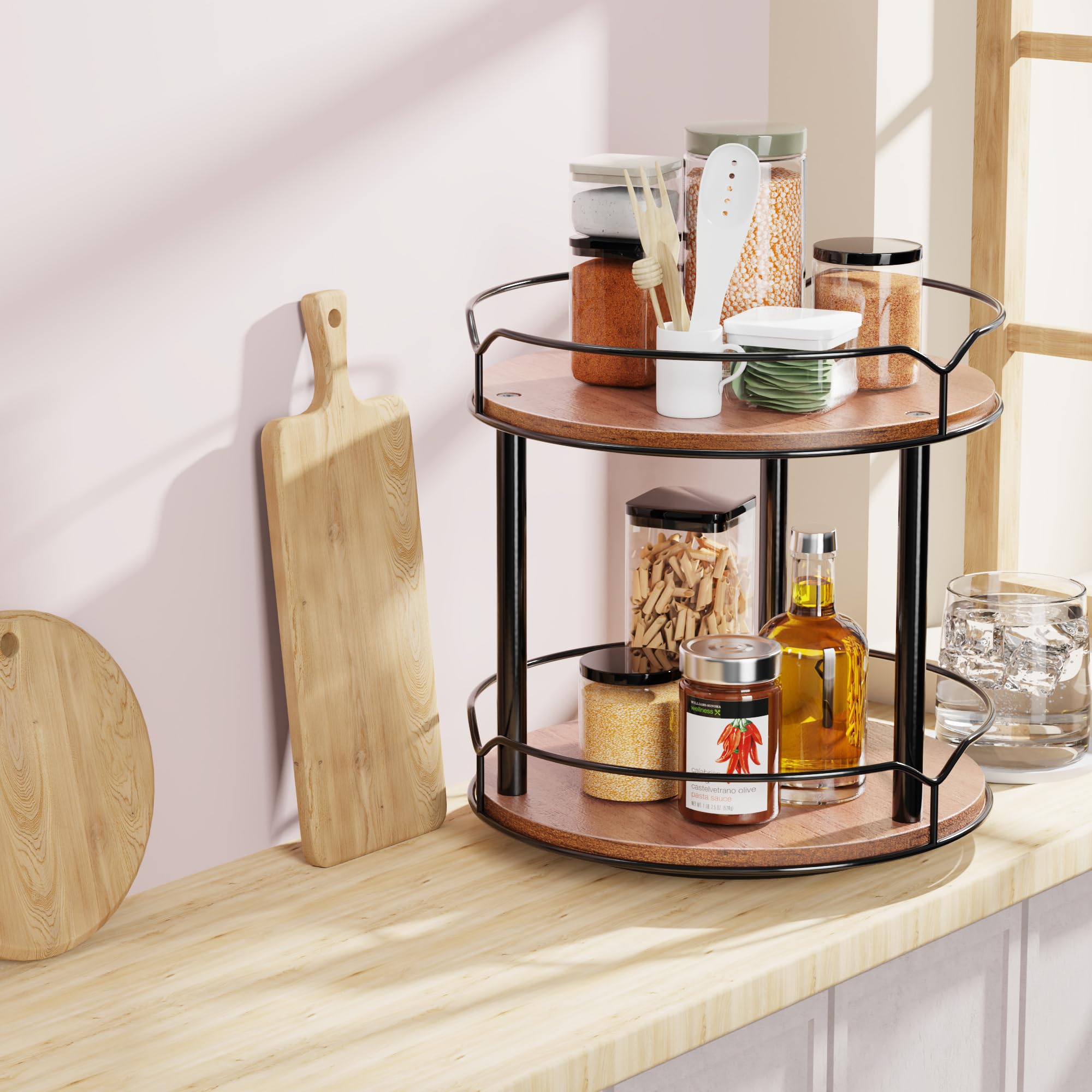MUTUALUS rotating organizer with raised edges keeps items secure