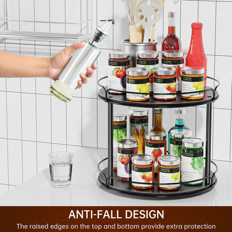 MUTUALUS wooden spice rack in black finish adds sturdy organization and style.