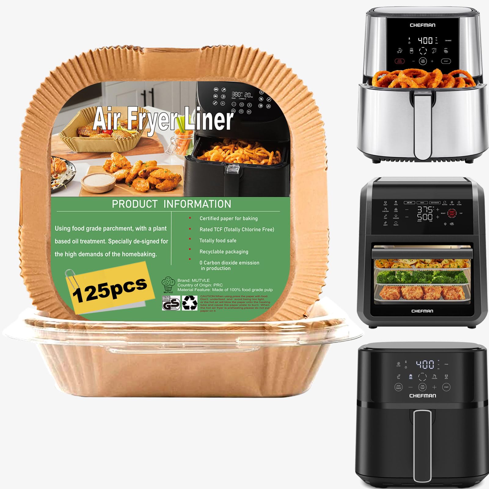 Mutvle air fryer liners fit 6–8 qt models for easy cleanup