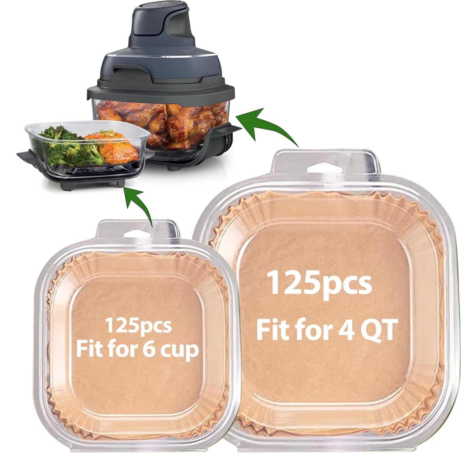 Mutvle Ninja Crispi large liners for 4QT bowls keep meals tidy and easy to lift.