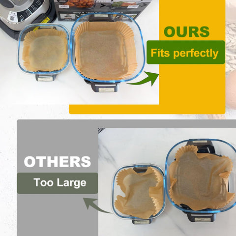 Mutvle Ninja Crispi small liners for 6-cup containers simplify cleanup after frying.