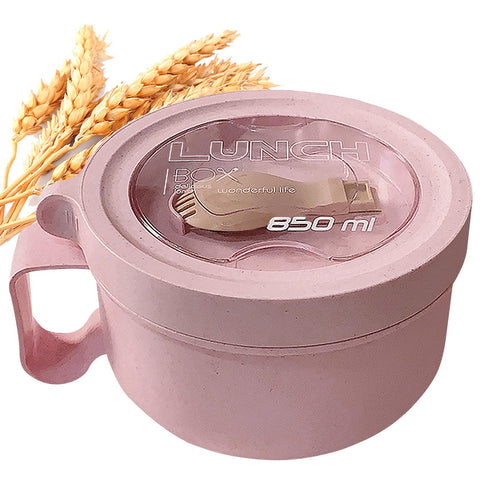 MUUBOOX pink wheat straw ramen bowl top view highlighting easy-grip for on-the-go meals