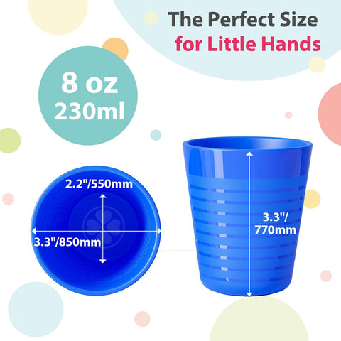 Muulaii 8oz kids cups in unbreakable polypropylene offer durable, spill-resistant sipping