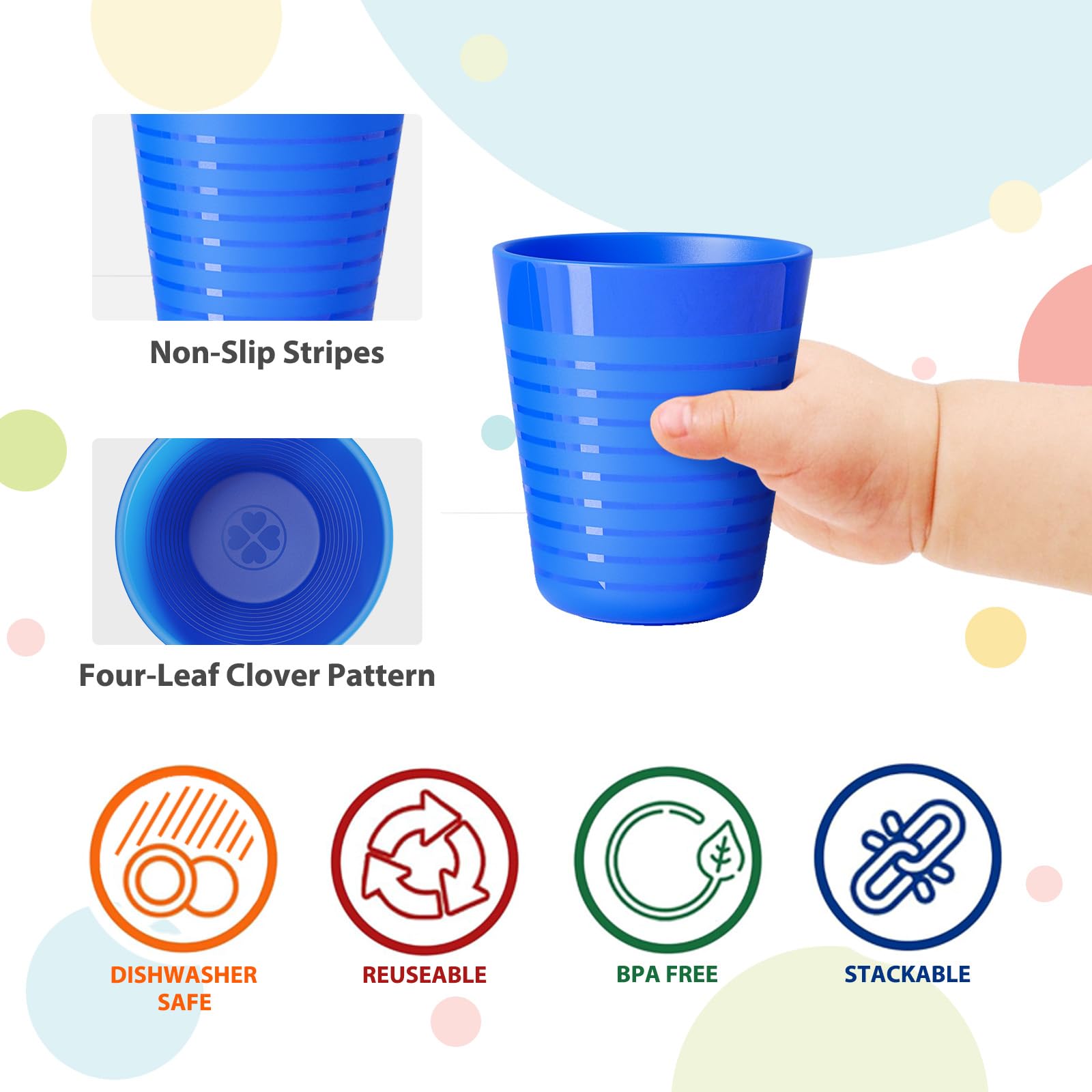 Muulaii BPA-free cups are dishwasher safe for easy washing and repeated daily use