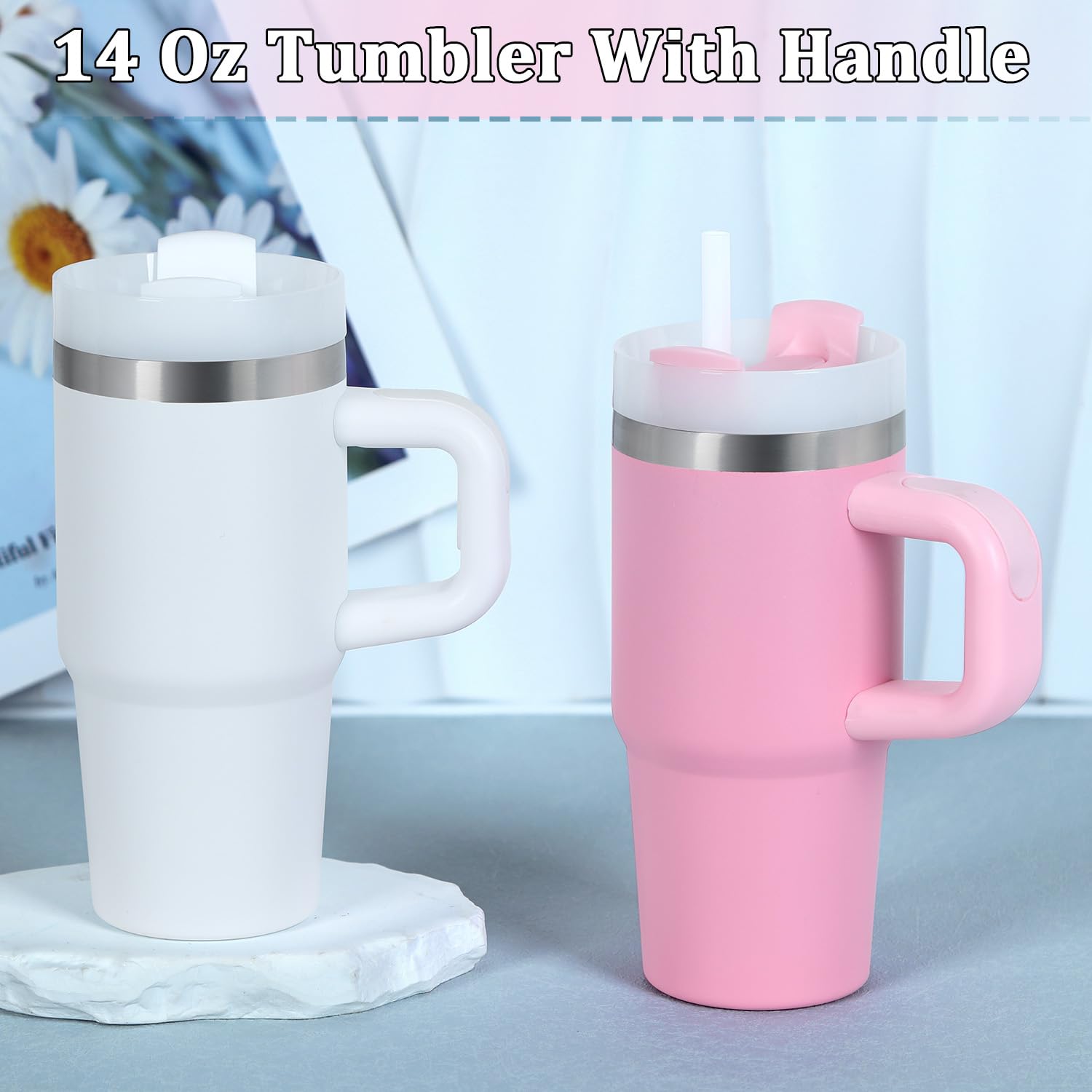 Muwnrol pink tumbler with BPA-free lid for safe sipping.