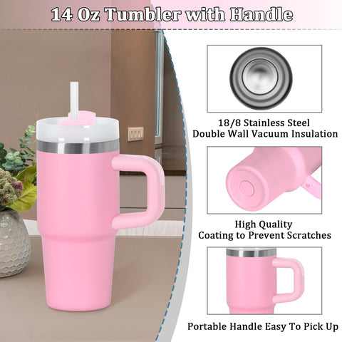 Muwnrol pink tumbler fits car cup holders for travel.