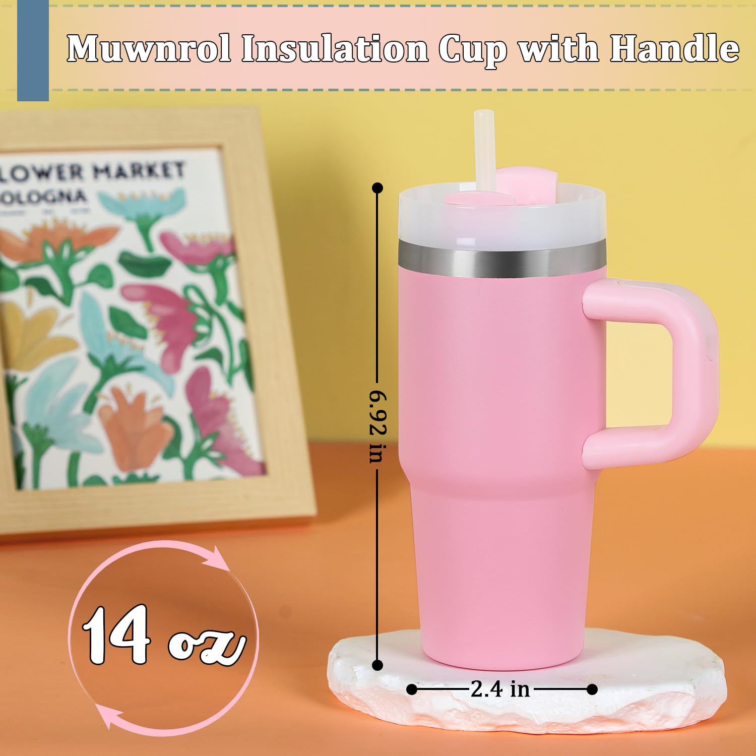 Muwnrol kids tumbler pink with straw for easy, spill-free sipping.