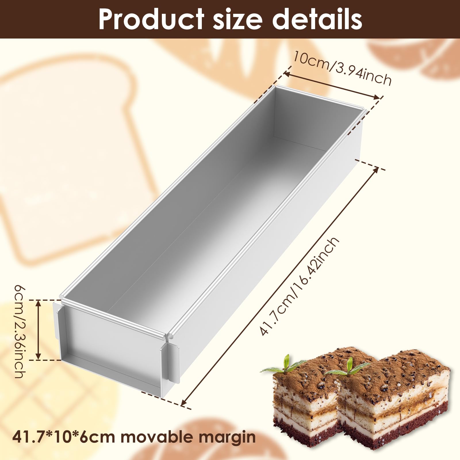 Muyoka tiramisu mold with removable side pan for clean, precise shaping