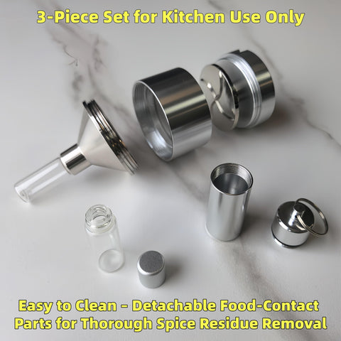 MuYuDaDi spice grinder on kitchen counter ready for spice prep