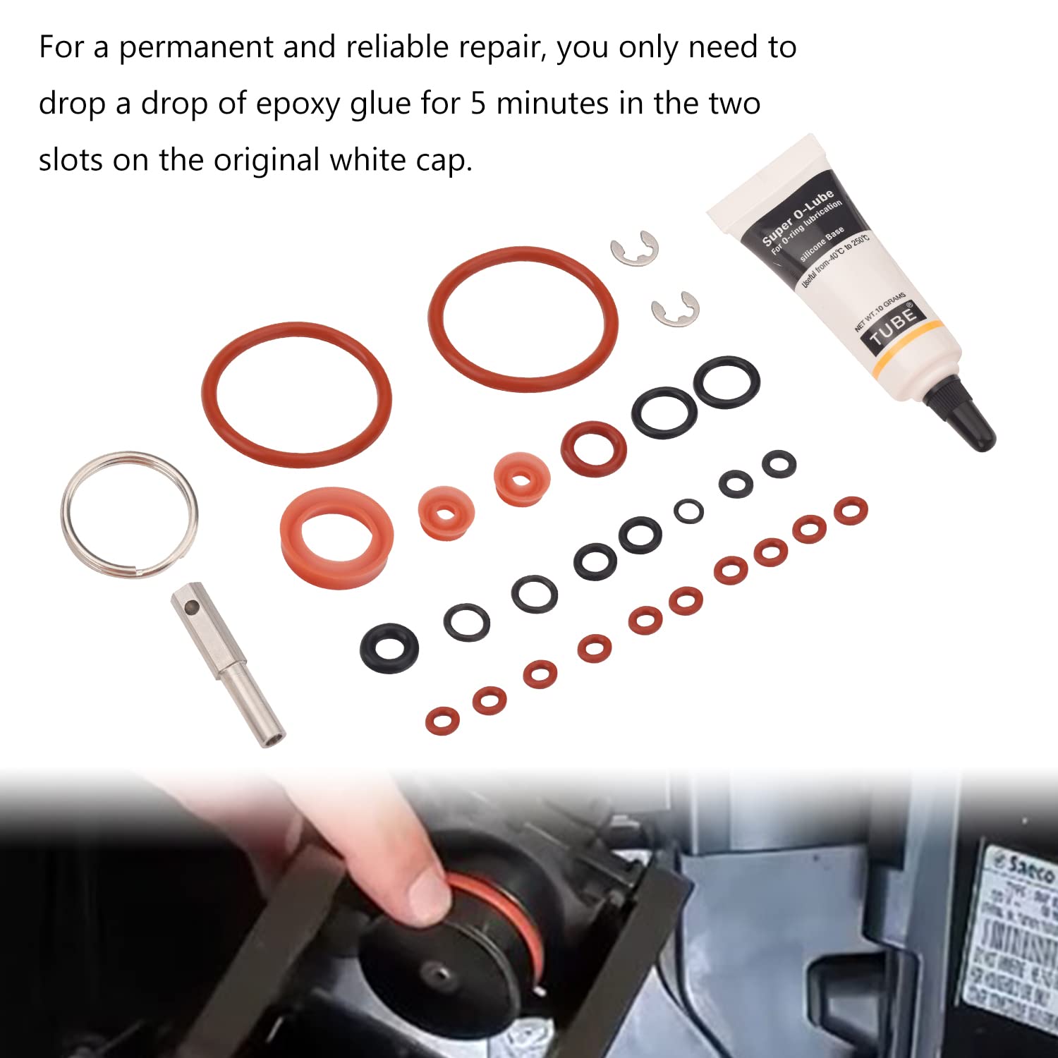 MWEDP brew group and valve o-rings assembly detail for Jura machines