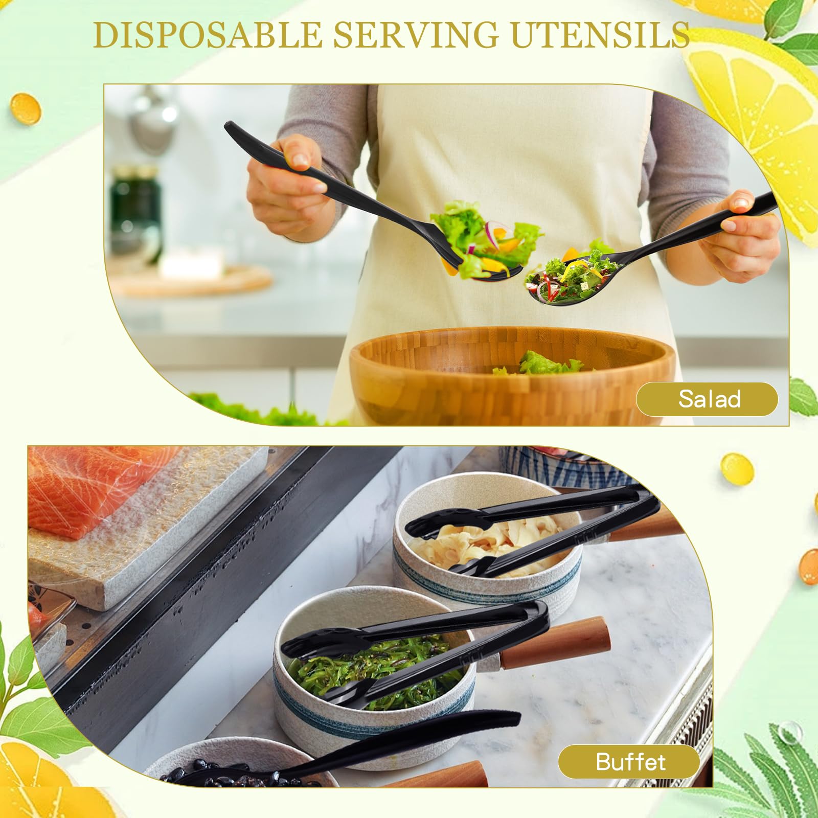 Mwellewm 18Pcs set includes slotted spoons for salads and pasta.