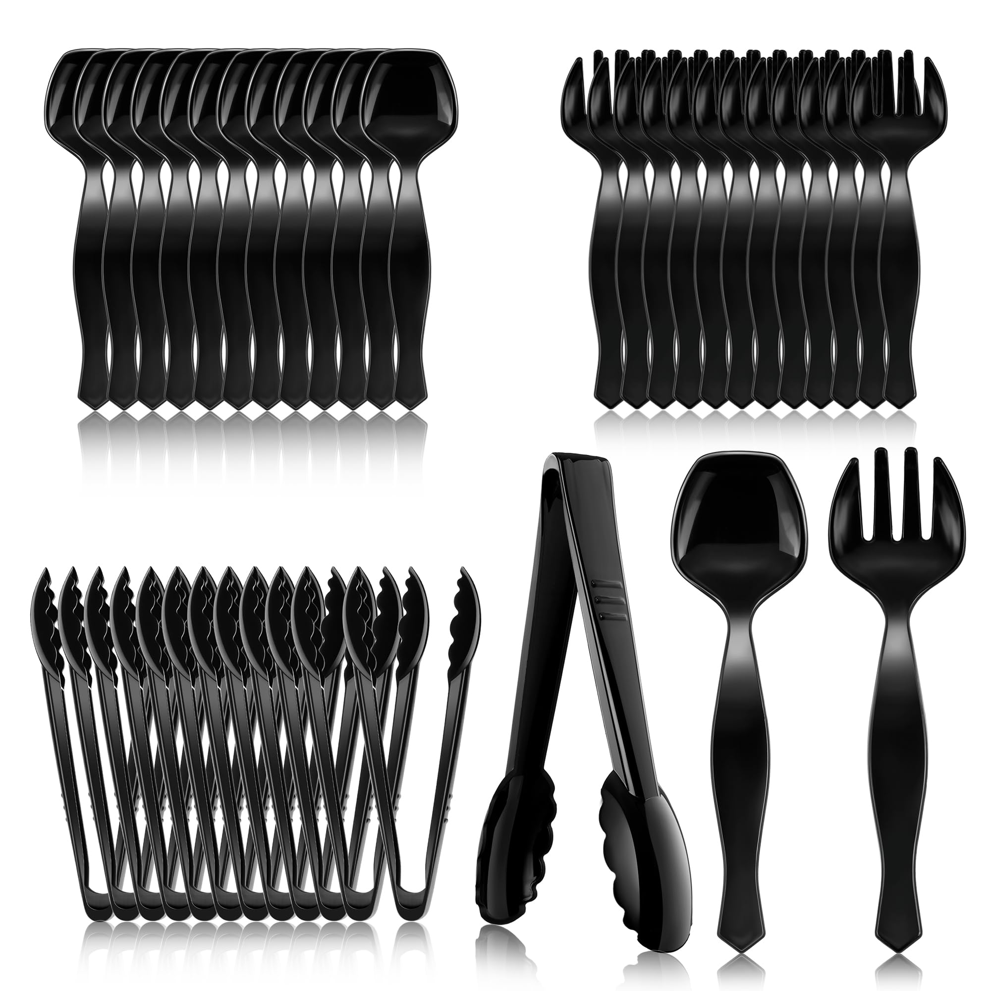 Mwellewm 36Pcs plastic serving utensils set in packaging for organized setups
