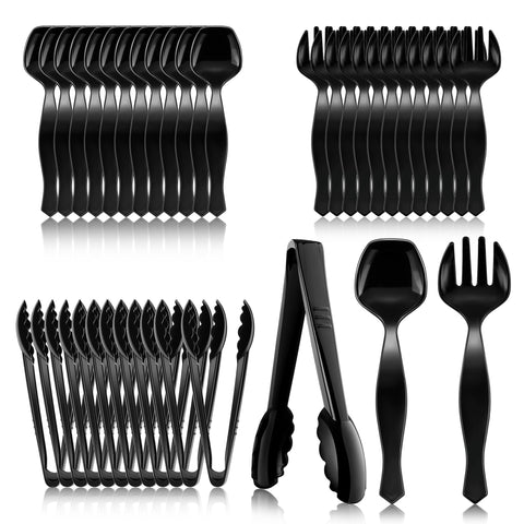 Mwellewm 36Pcs plastic serving utensils set in packaging for organized setups