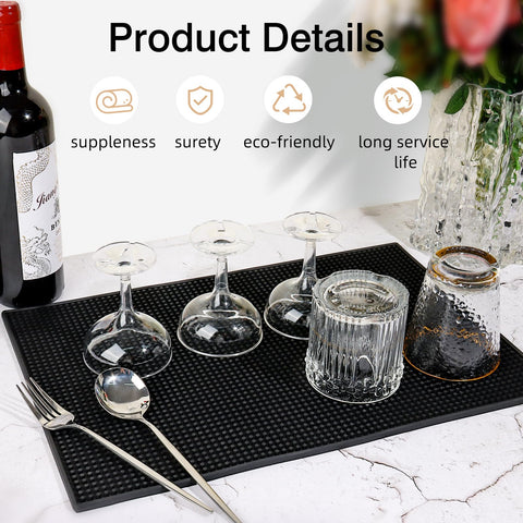 MWellewm bar mat with non-slip surface for stable glassware.