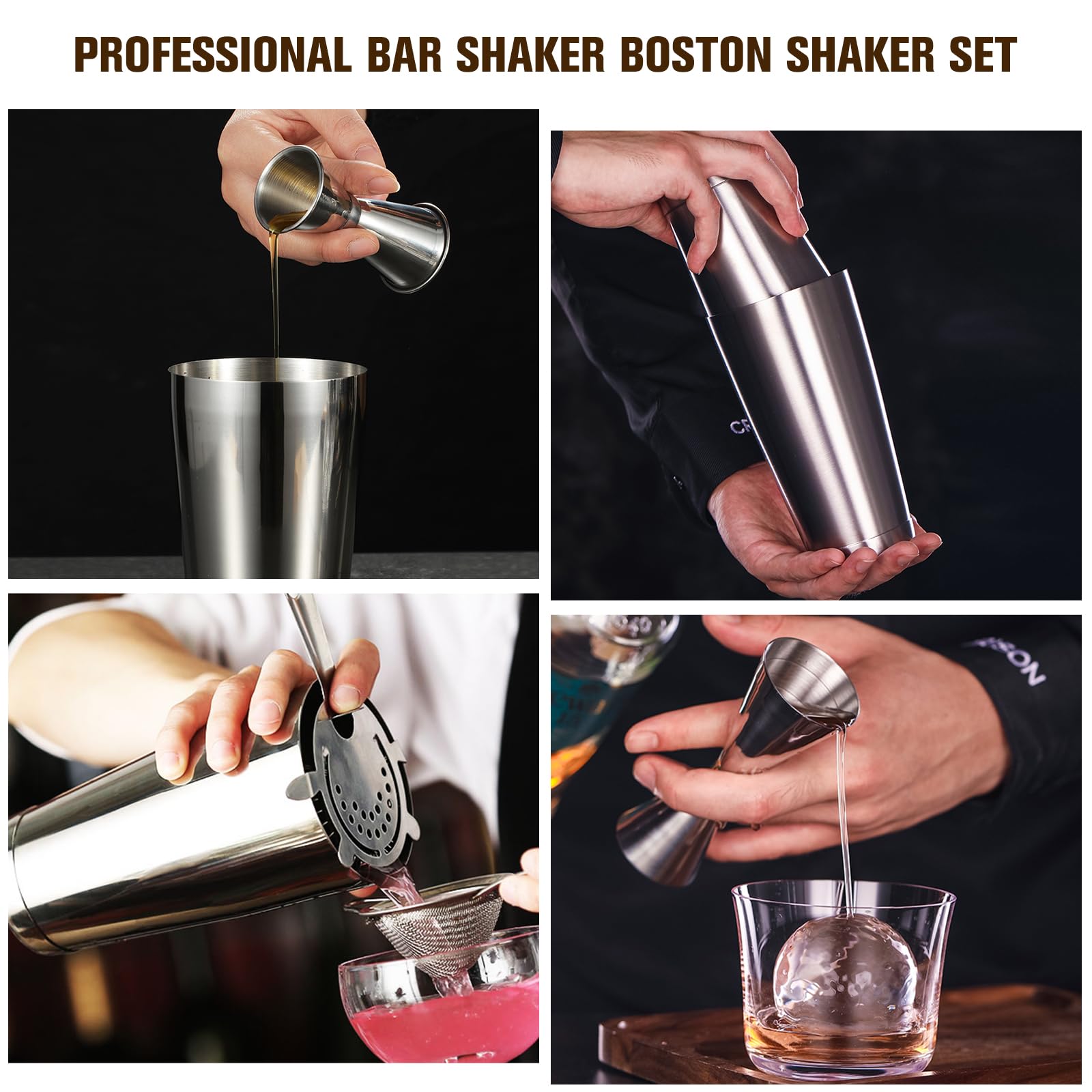 Mwellewm Boston Shaker Strainer with built-in filter for clean pours.